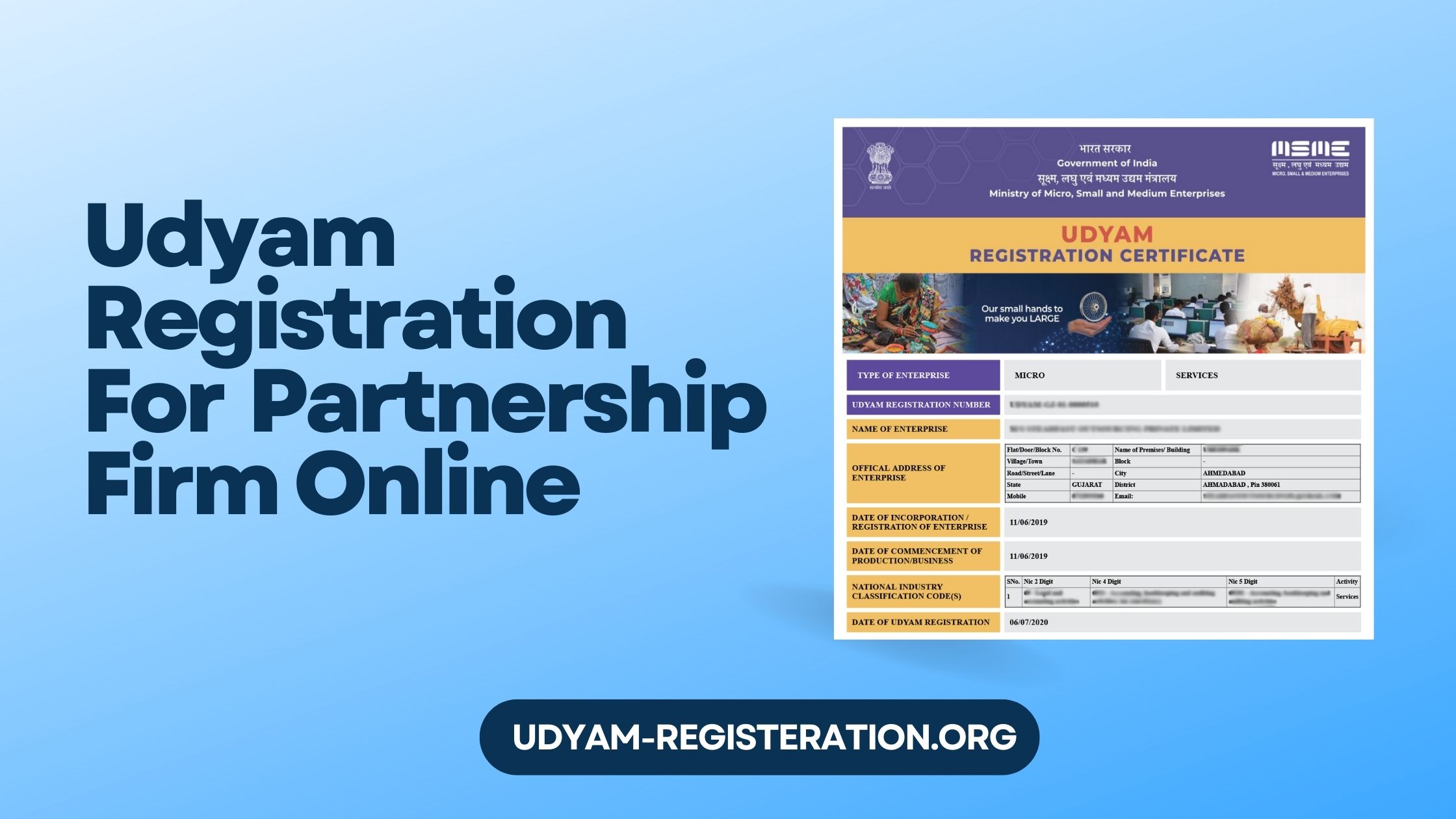 Udyam Registration For Partnership Firm Online